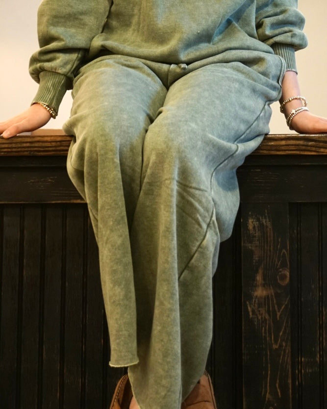 Acid Wash Sweatpants - Light Olive