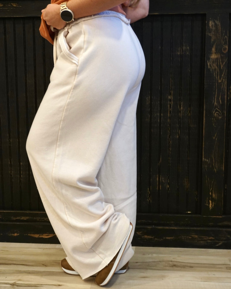 Acid Wash Sweatpants - Sand Beige