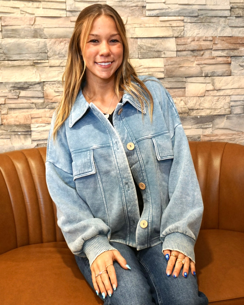 Acid Washed Cropped Shacket
