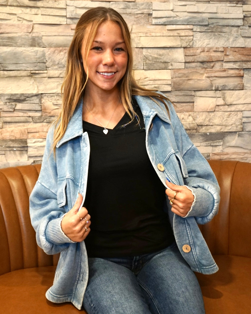 Acid Washed Cropped Shacket