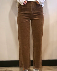 High Waisted Corduroy Pants - Brown