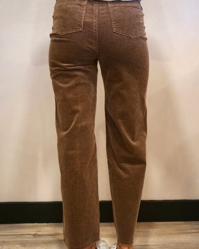 High Waisted Corduroy Pants - Brown