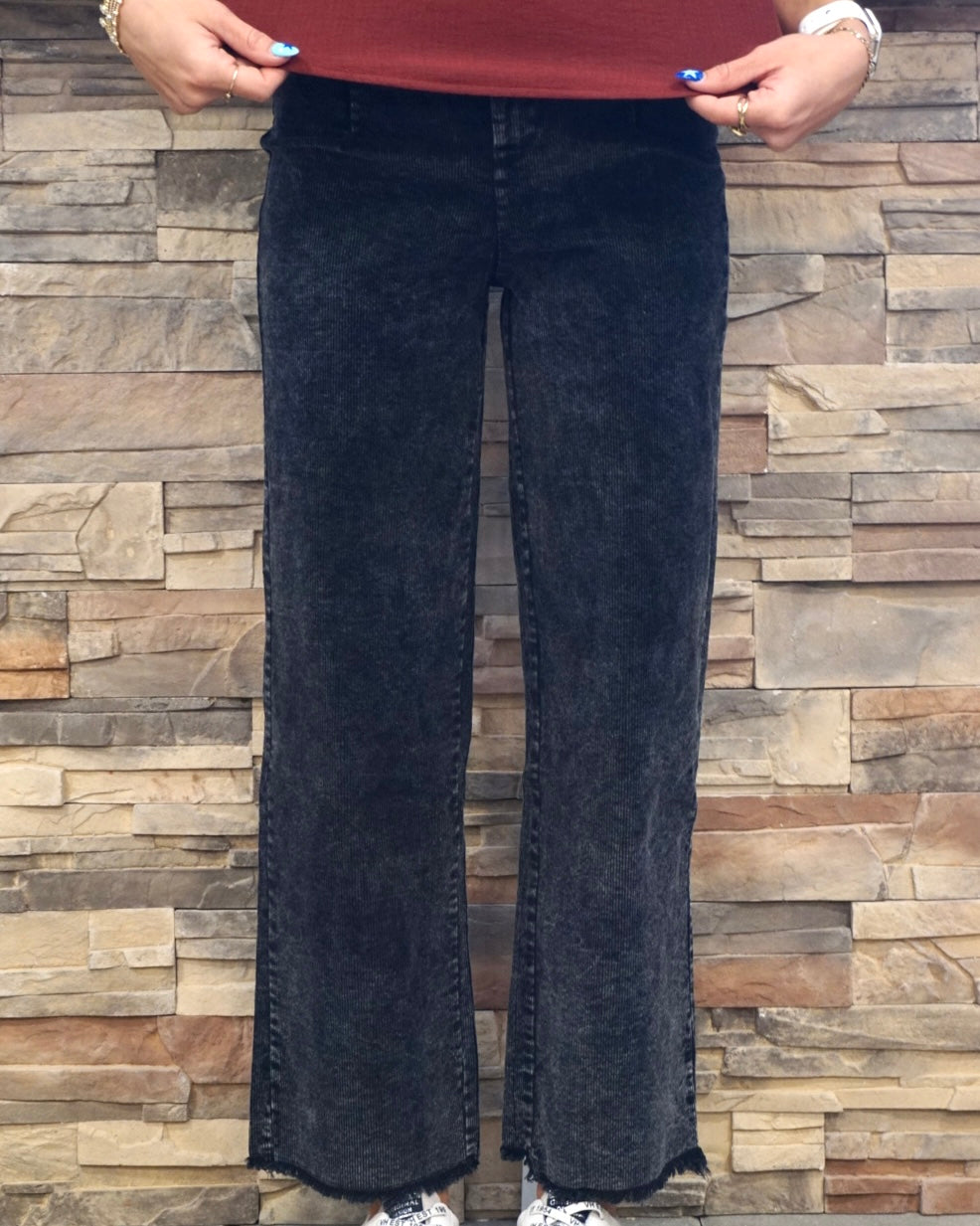 High Waisted Corduroy Pants - Black