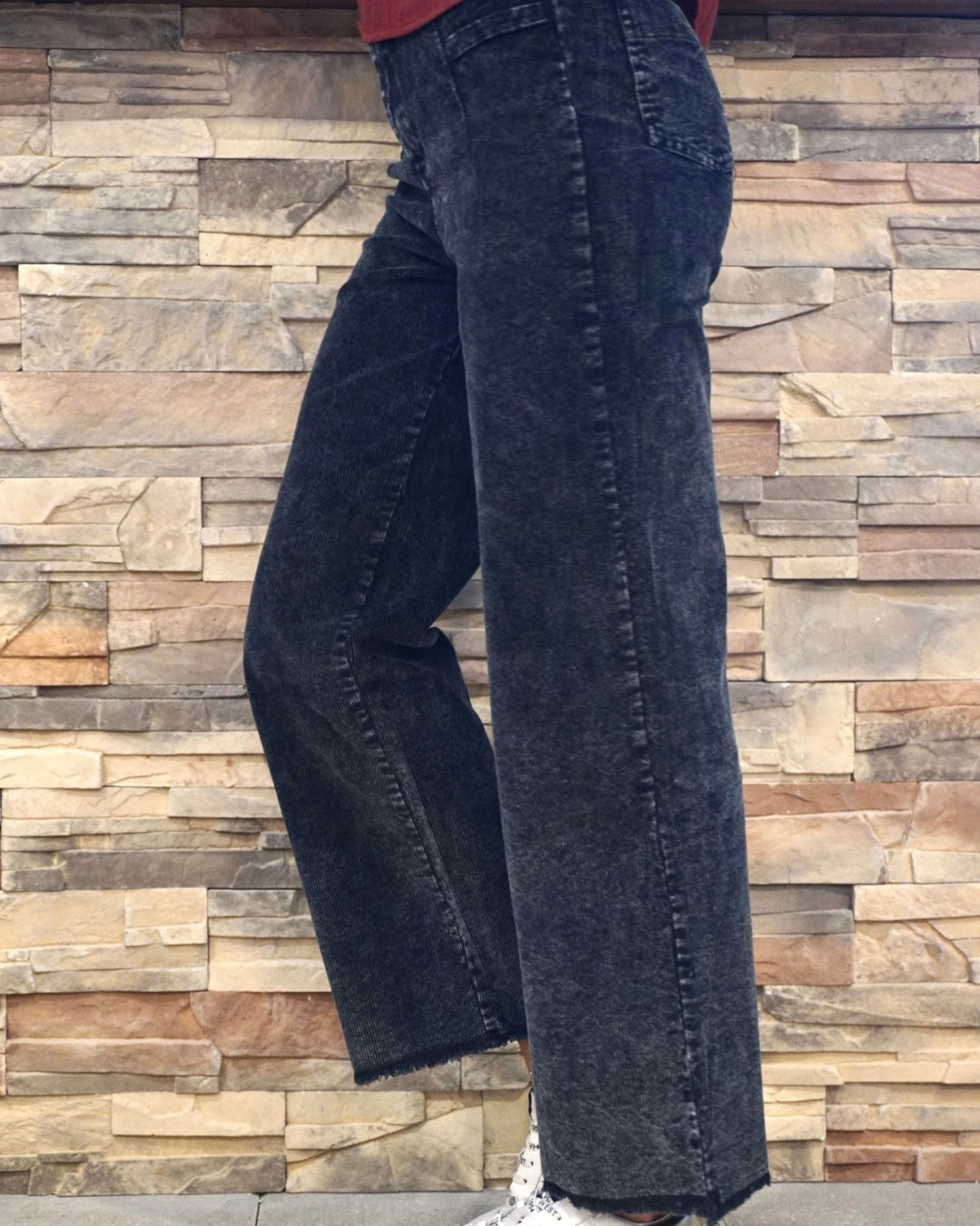 High Waisted Corduroy Pants - Black