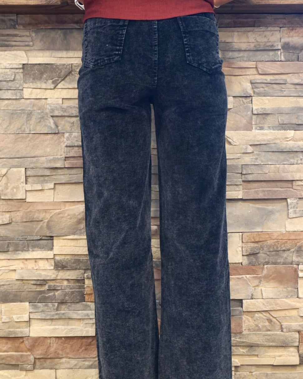 High Waisted Corduroy Pants - Black