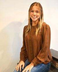 Lace Detail Blouse - Brown
