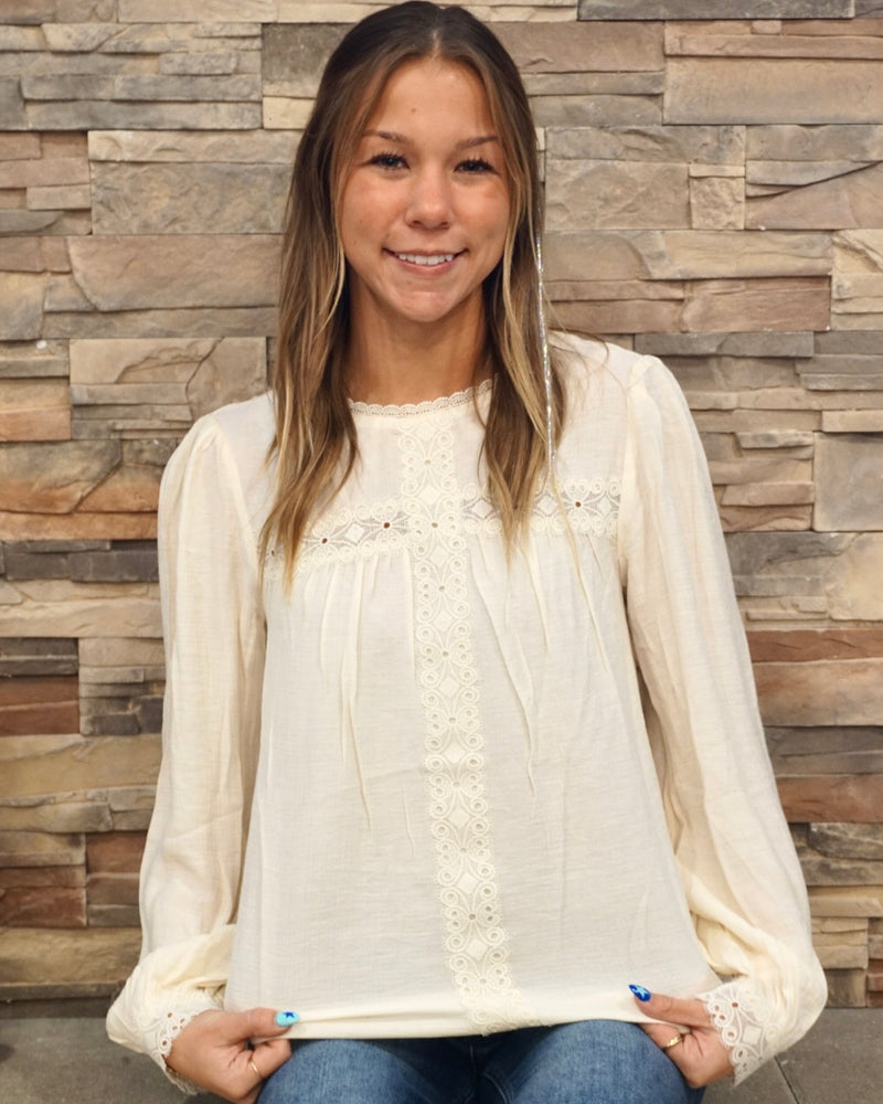 Lace Detail Blouse - Cream