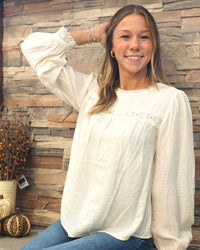 Lace Detail Blouse - Cream