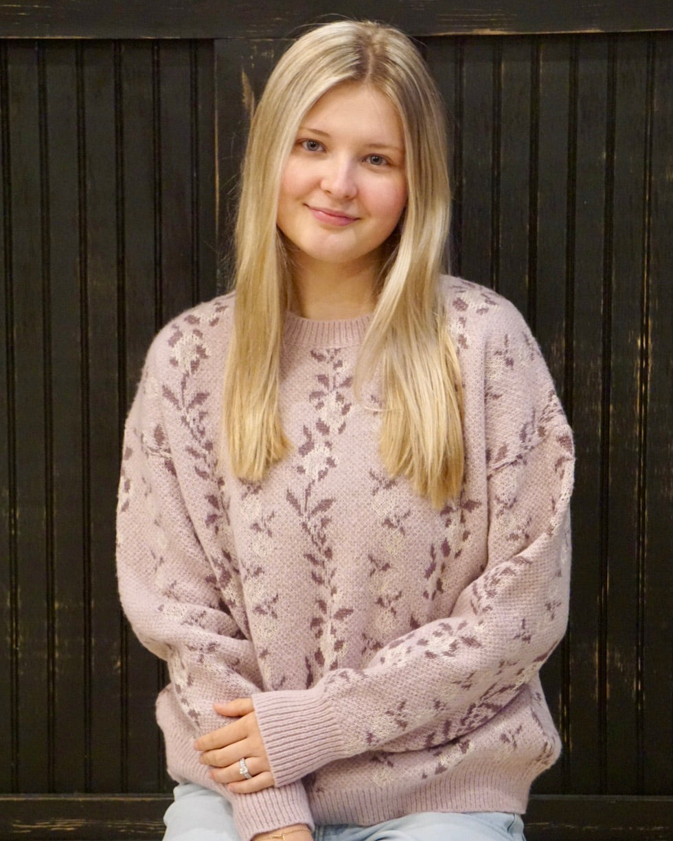 Floral Jacquard Sweater - Blush