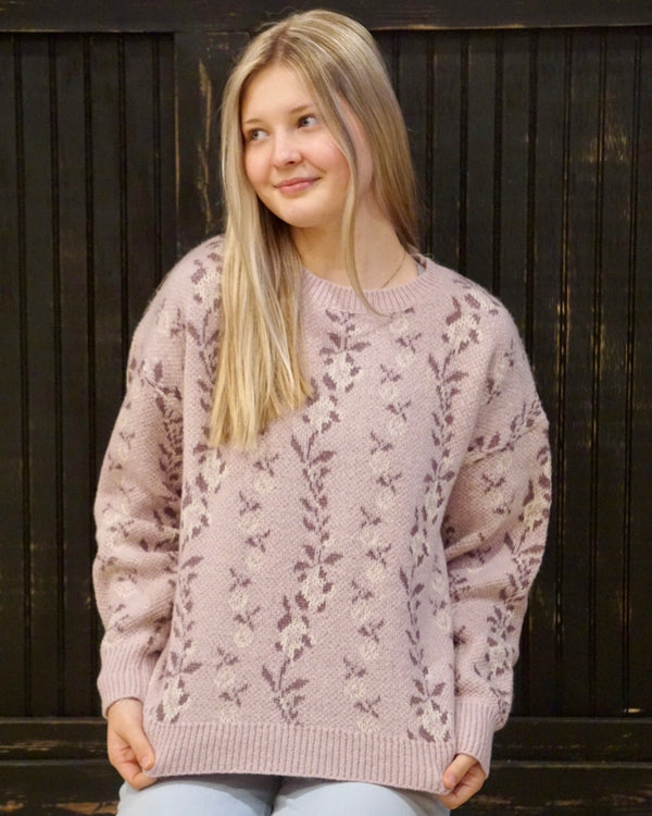 Floral Jacquard Sweater - Blush