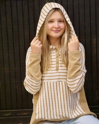 Stripe & Solid Contrast Top - Mocha