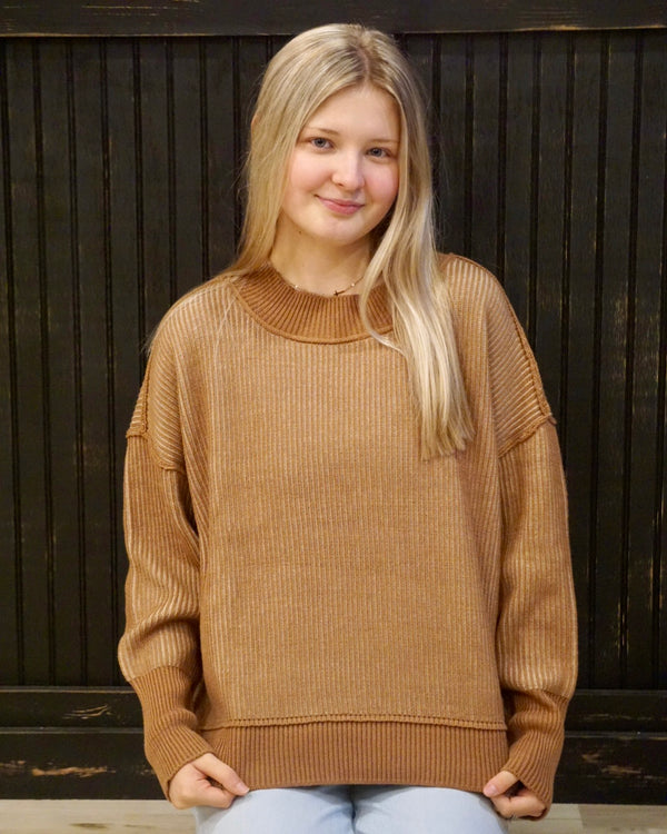 Two Tone Sweater - Deep Camel/Mocha