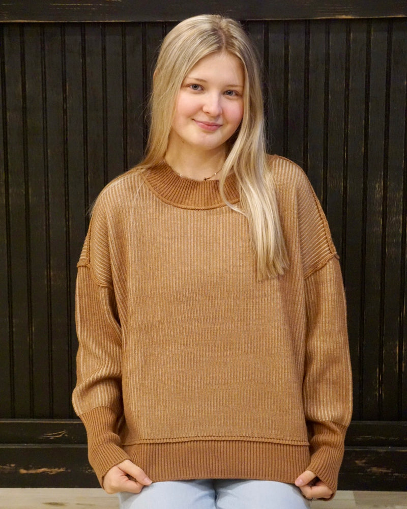 Two Tone Sweater - Deep Camel/Mocha