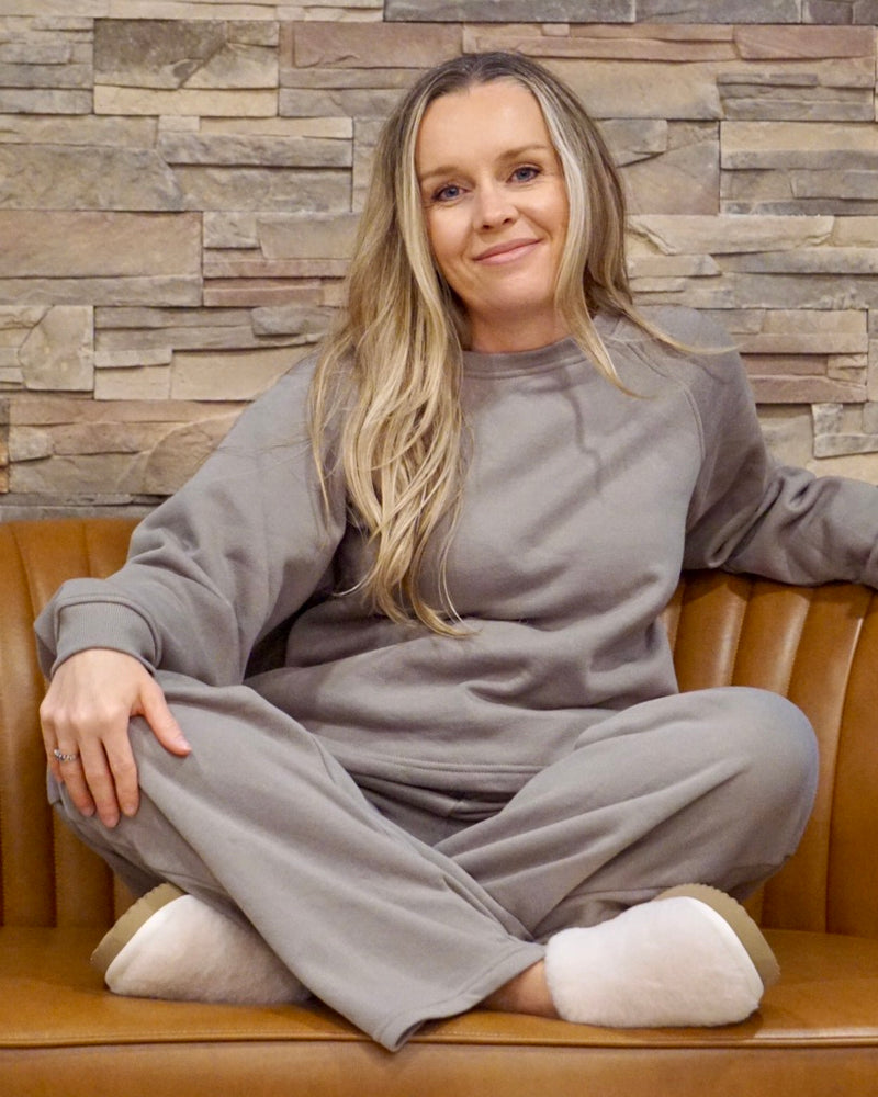 Fleece Pullover & Sweatpants Set - Mushroom