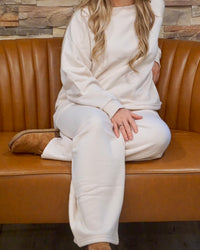 Fleece Pullover & Sweatpants Set - Beige