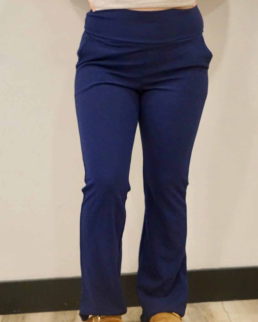 Plus Flare Pants w/ Pockets - Navy