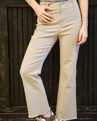Stretchy High Waisted Flare Pants - Tan