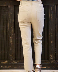 Stretchy High Waisted Flare Pants - Tan