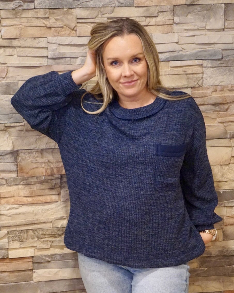 Crewneck Long Sleeve Top - Navy