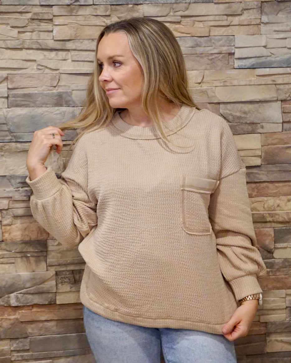 Crewneck Long Sleeve Top - Khaki