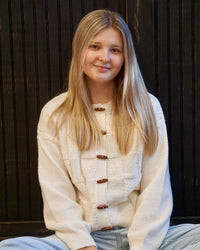 Checkered Button Down Cardigan - Oatmeal