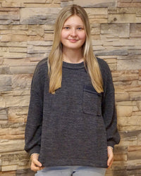 Crewneck Long Sleeve Top - Charcoal