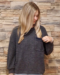 Crewneck Long Sleeve Top - Charcoal