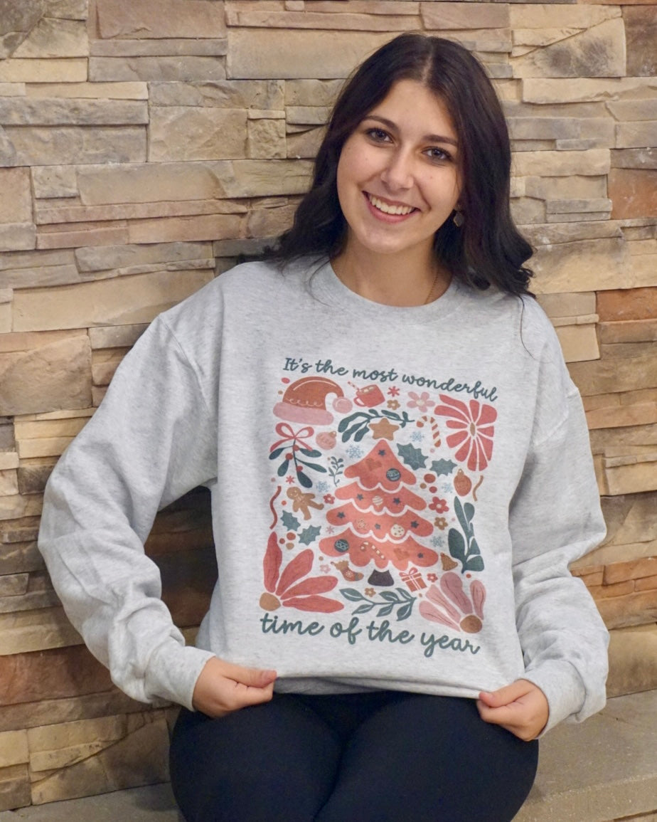 Pink Boho Floral Crewneck