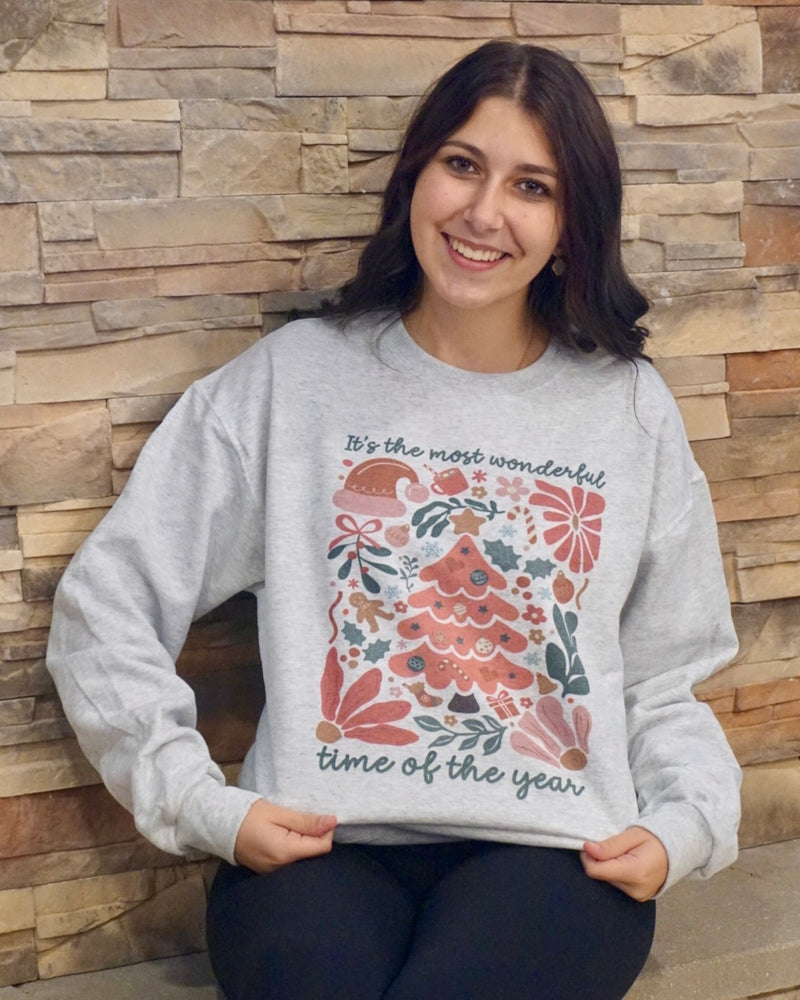 Pink Boho Floral Crewneck