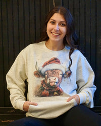 Christmas Cow Crewneck w/ Pockets