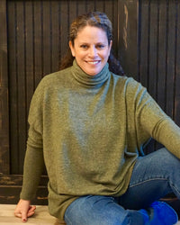 Melange Hacci Turtleneck Sweater - Dark Olive