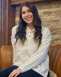 4 Button Henley Sweater - Ivory