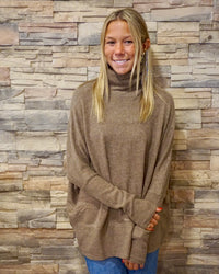 Melange Hacci Turtleneck Sweater - Mocha