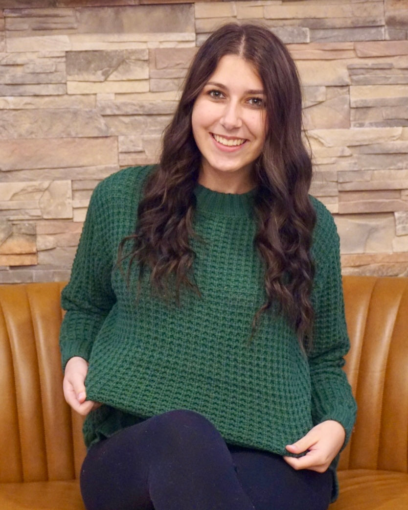 Plus Hi-Low Waffle Sweater - Dark Green