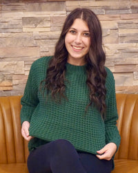 Plus Hi-Low Waffle Sweater - Dark Green