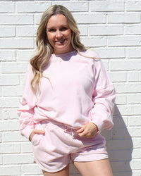 Soft Pink Acid Washed Over Size Sweatshirt