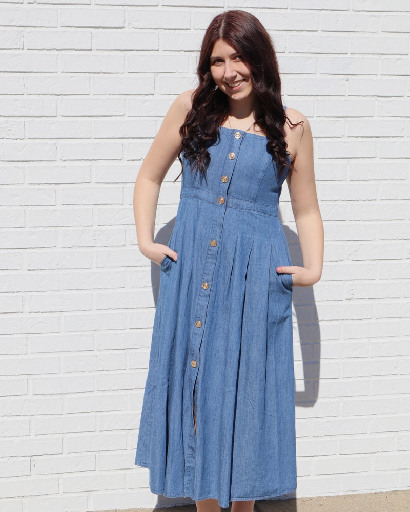 Denim Button Down Midi Dress