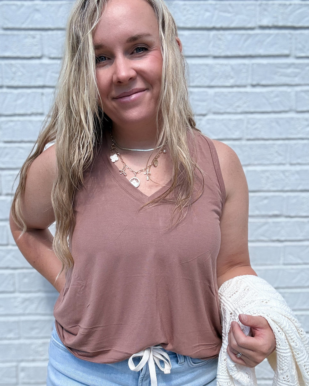 Chocolate New Shade V-Neck Tank
