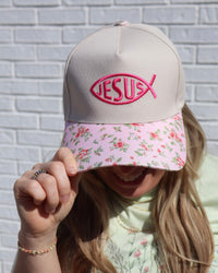 Jesus Two Tone Hat- Floral Ichthys