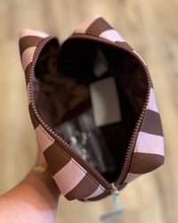Essential Stripe Cosmetic Bag-Pink/Brown