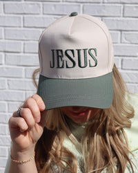 Jesus Two Tone Hat-DK Forest Ichthys