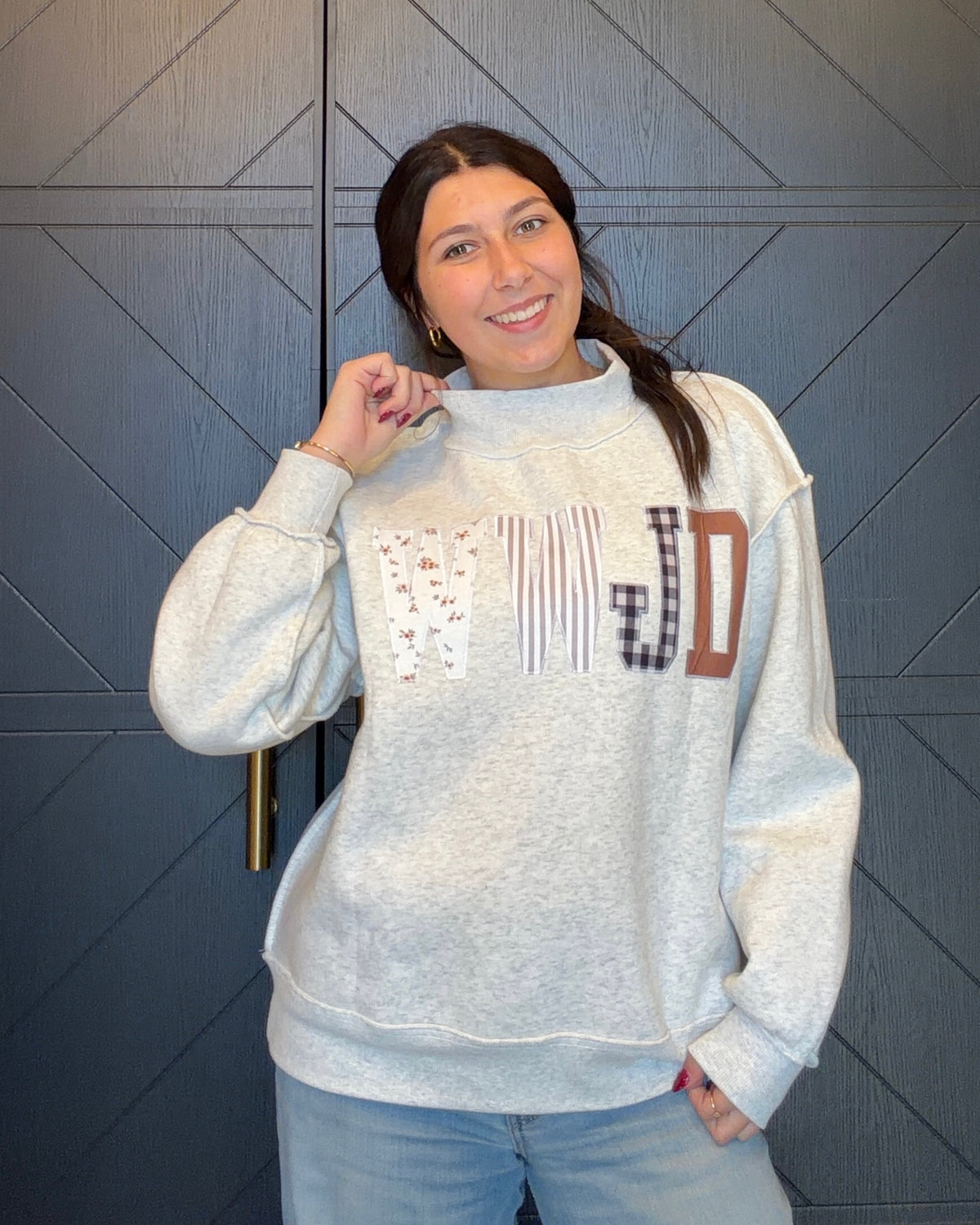 Gray WWJD Embroidered Pullover