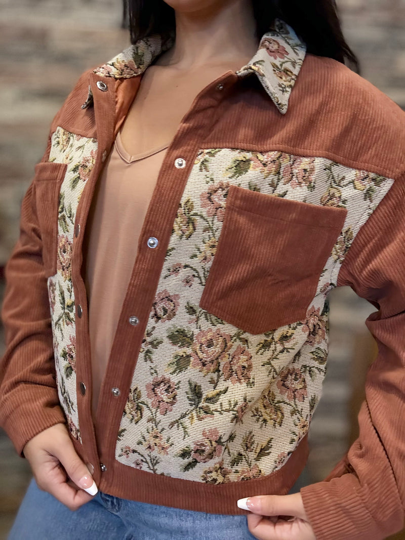 Retro Floral Patchwork Jacket - Clay