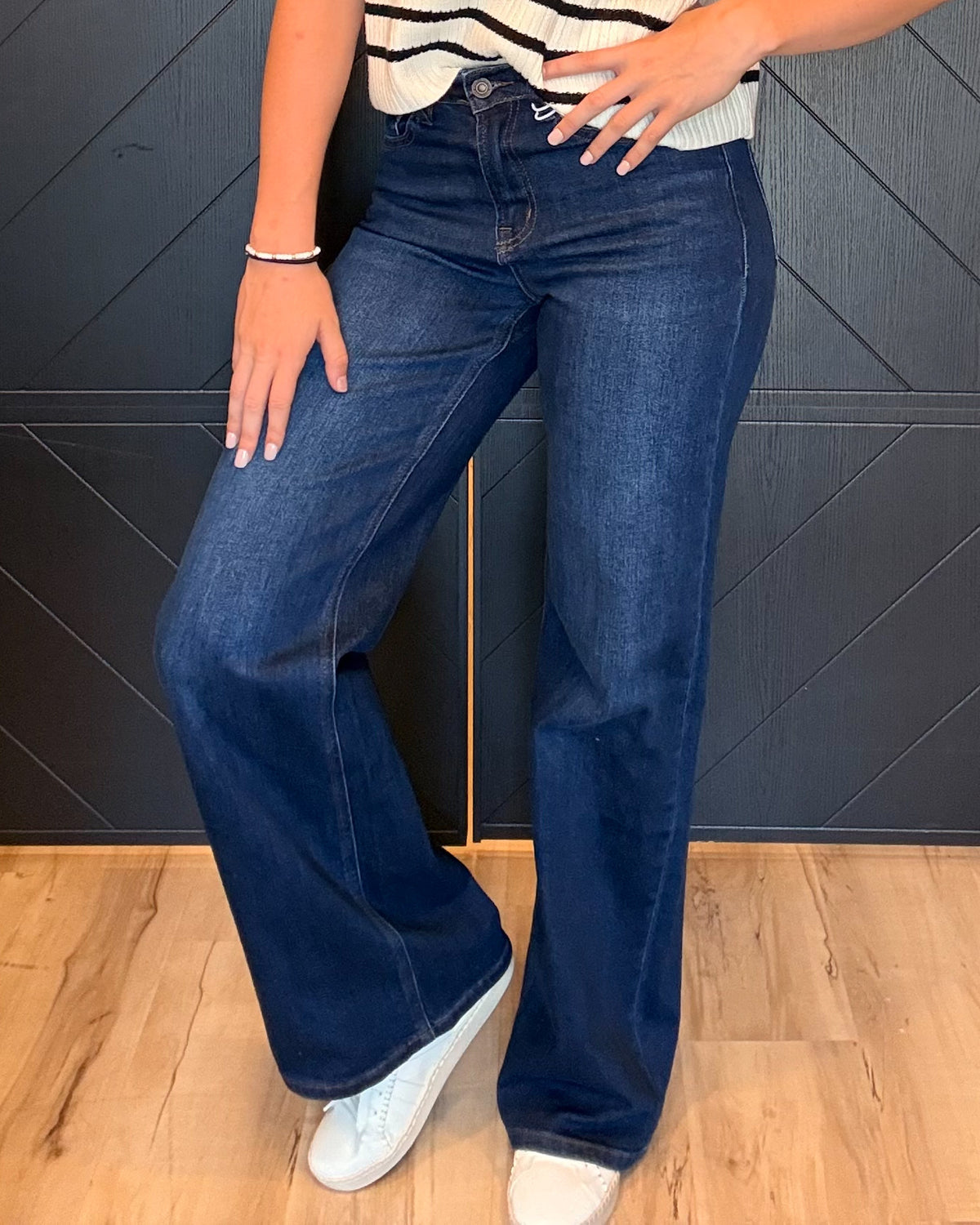 Olivia Super High Rise Full Length Dark Wash