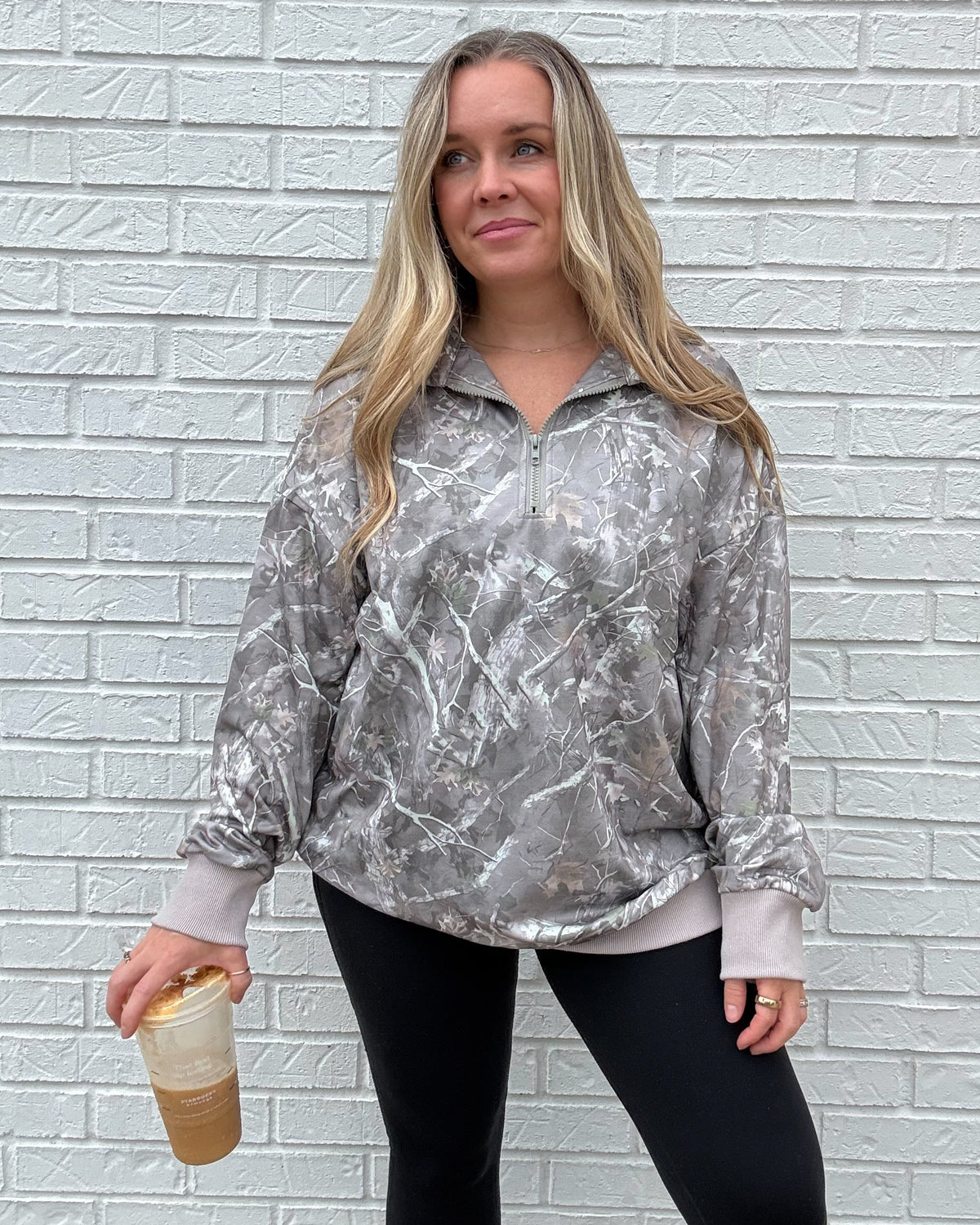 Oversized Woodland Camo Half Zip