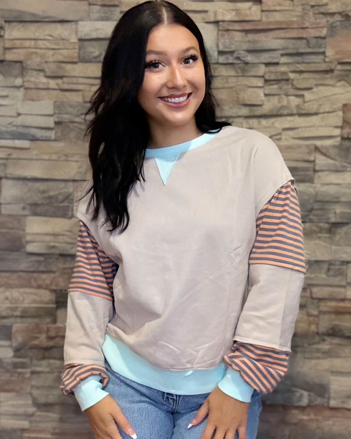 Striped Drop Shoulder Sweatshirt