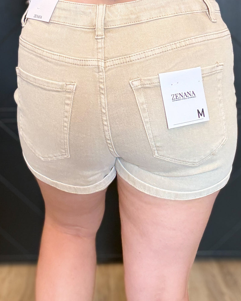 Cuffed Shorts-Sand Beige
