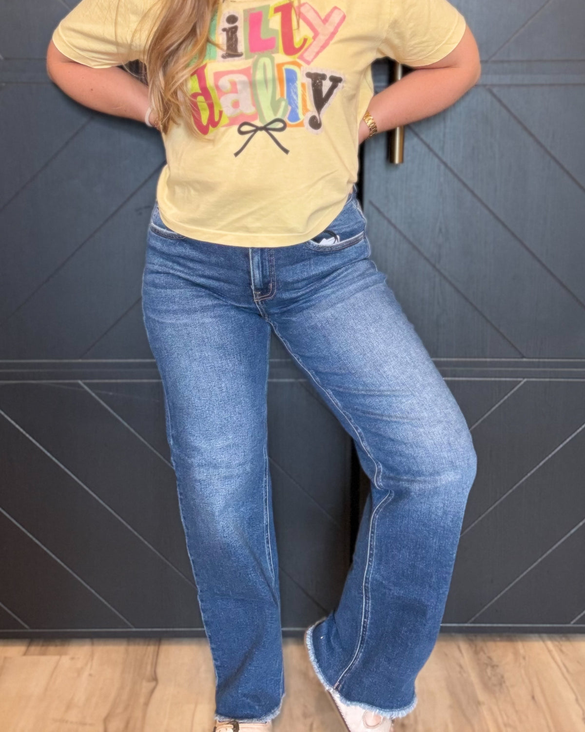High Waist Straight Leg Dark Denim
