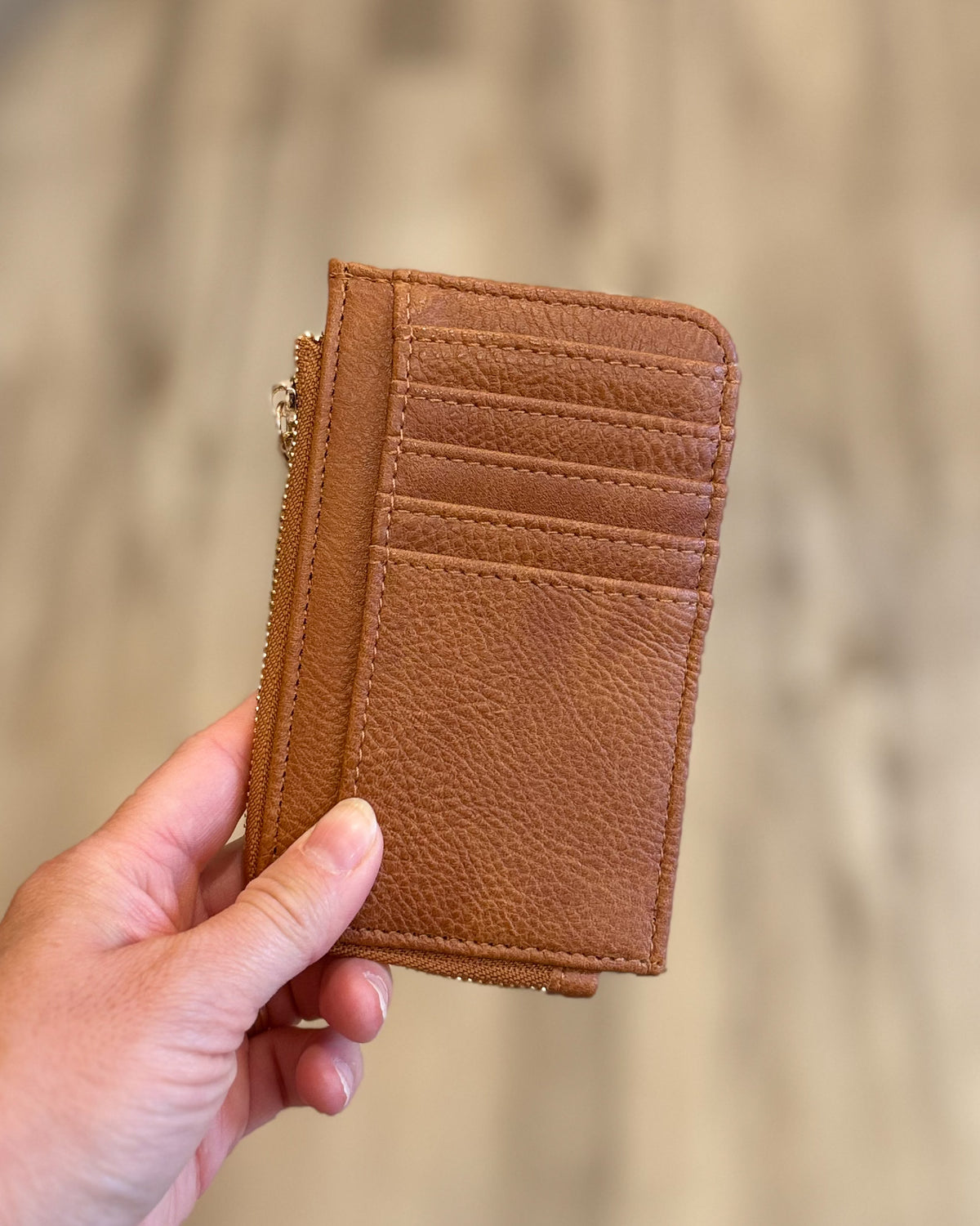 Faux Leather Card Holder Wallet-Tan