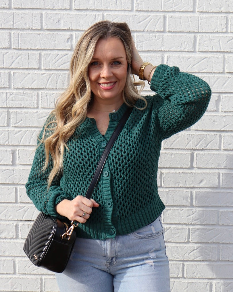 Crochet Cardigan - Hunter Green